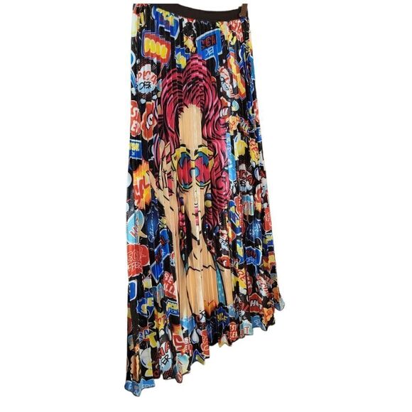 NWT Pop Art Cartoon Kiki Comic Chic High Waist Pleated Skirt OSFM - Picture 5 of 12
